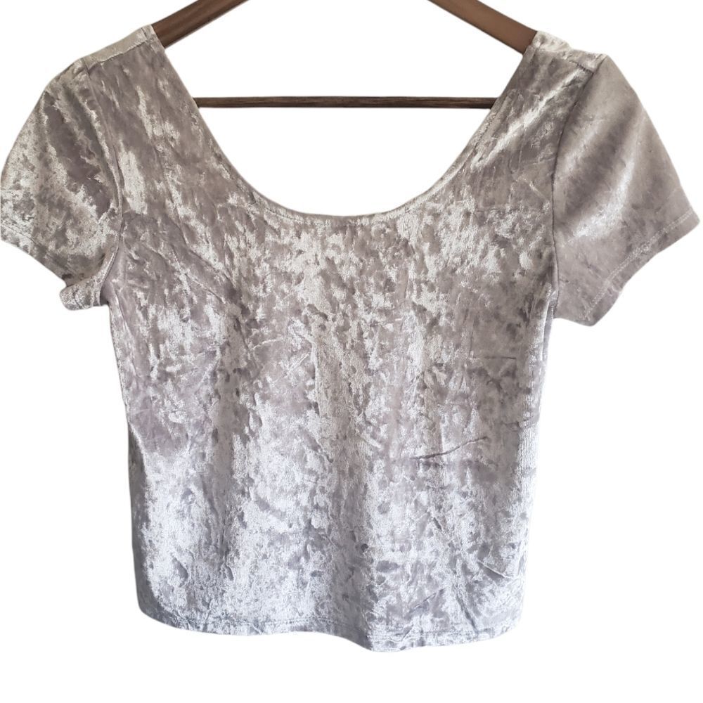 ‎Antistar Silver Velvet Crop Top